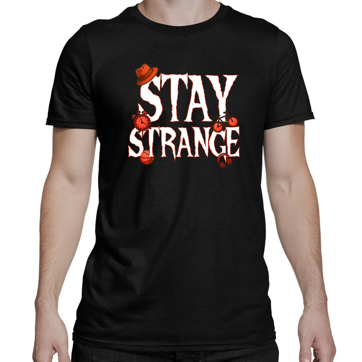 Stay strange - dla fanów serialu Stranger Things - męska koszulka na prezent