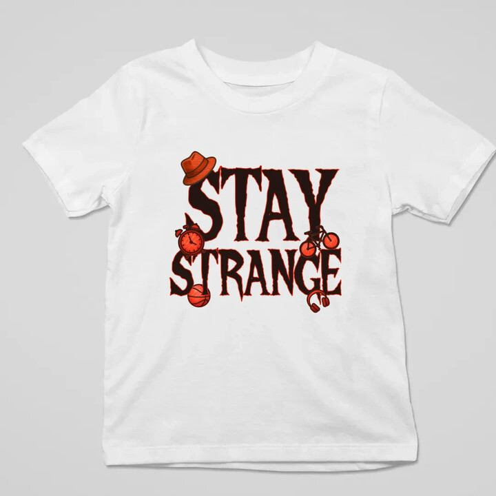 Stay strange - dla fanów serialu Stranger Things - dziecięca koszulka na prezent