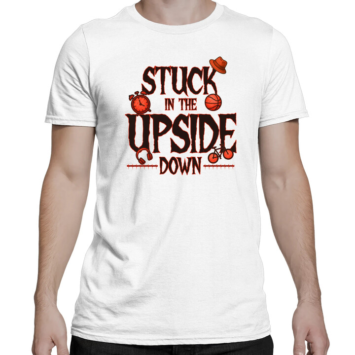 Stuck in the upside down - dla fanów serialu Stranger Things - męska koszulka na prezent