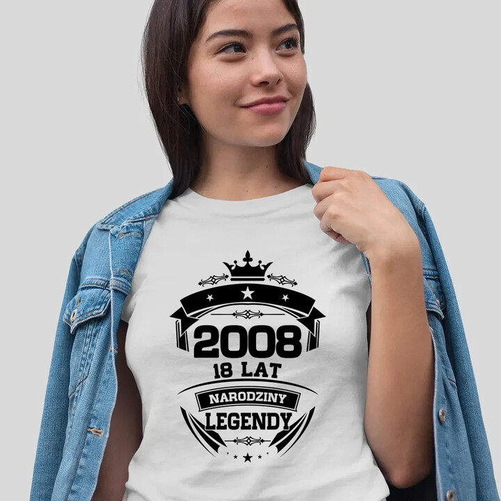 2008 Narodziny legendy 18 lat - damska koszulka na prezent