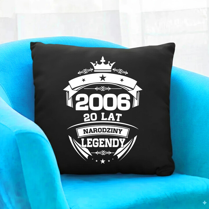 2006 Narodziny legendy 20 lat - czarna poduszka na prezent