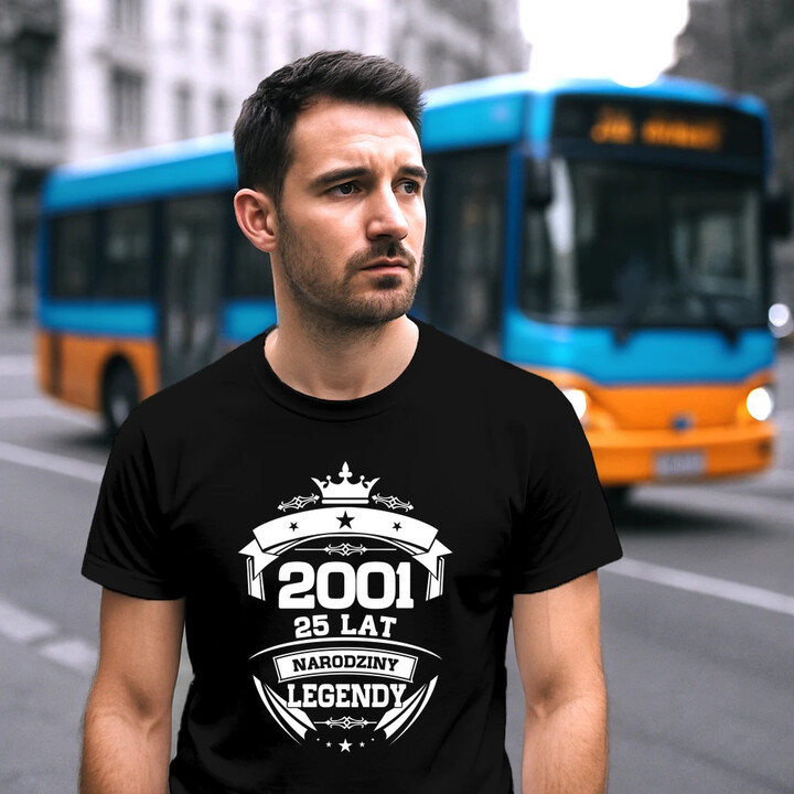 2001 Narodziny legendy 25 lat - męska koszulka na prezent