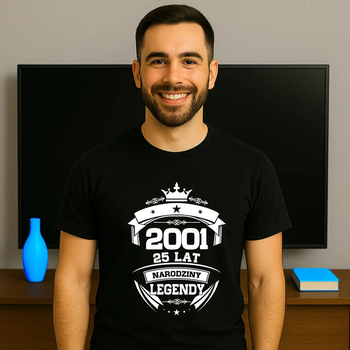 2001 Narodziny legendy 25 lat - męska koszulka na prezent