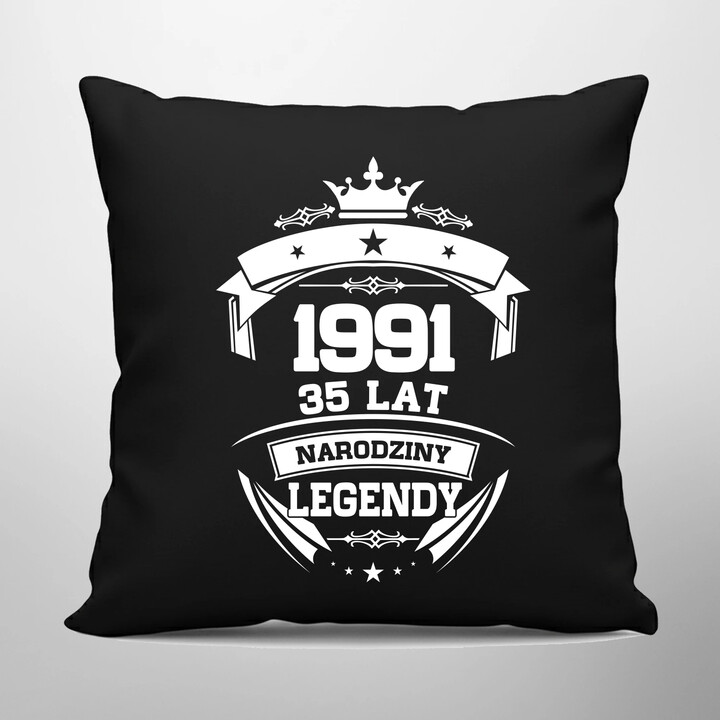 1991 Narodziny legendy 35 lat - czarna poduszka na prezent