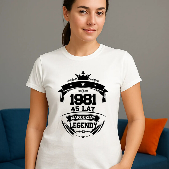 1981 Narodziny legendy 45 lat - damska koszulka na prezent