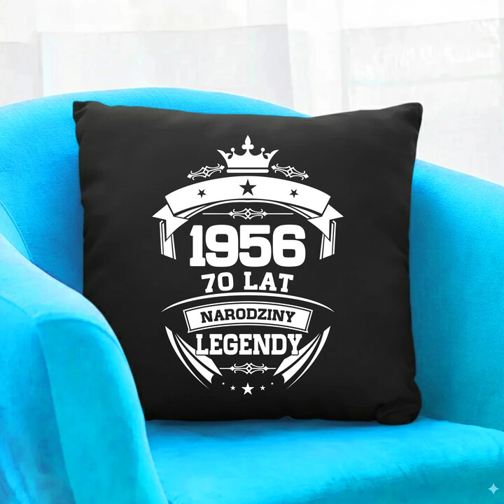 1956 Narodziny legendy 70 lat - czarna poduszka na prezent