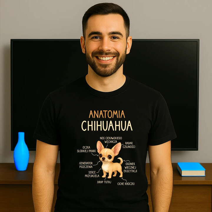 Anatomia Chihuahua - męska koszulka na prezent