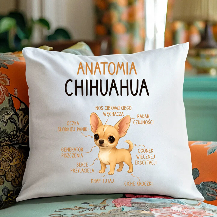 Anatomia Chihuahua - poduszka na prezent