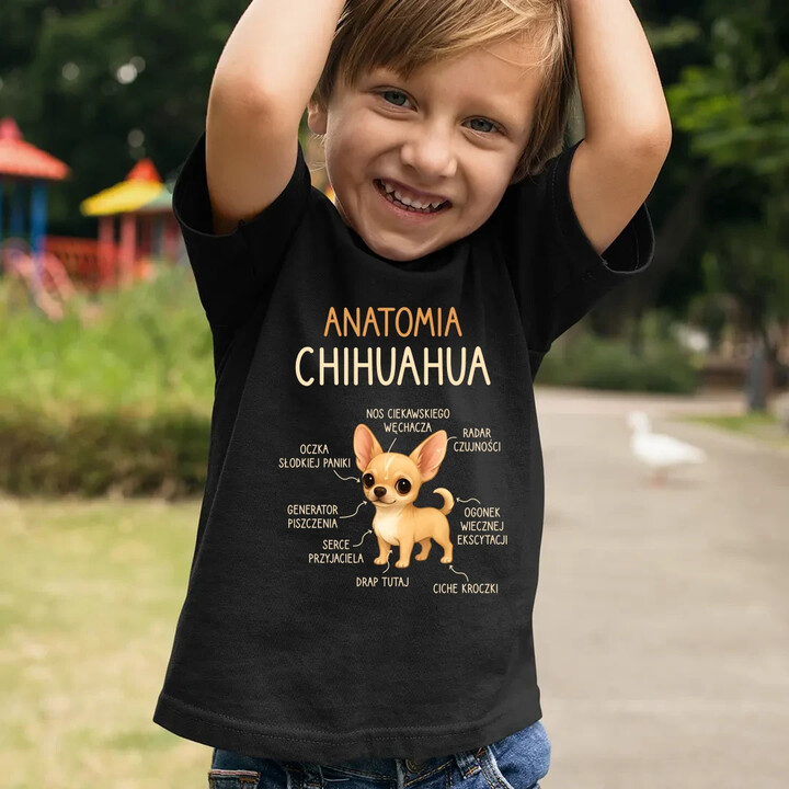 Anatomia Chihuahua - dziecięca koszulka na prezent