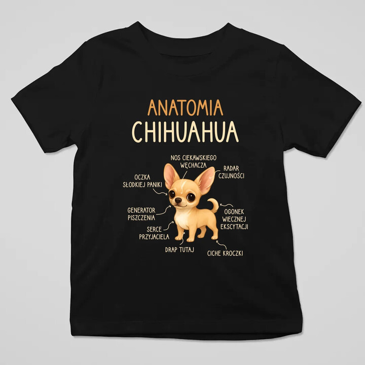 Anatomia Chihuahua - dziecięca koszulka na prezent