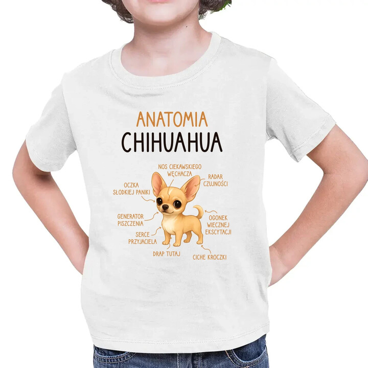Anatomia Chihuahua - dziecięca koszulka na prezent