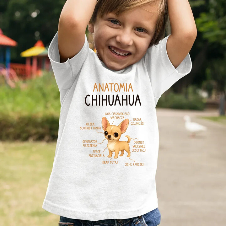 Anatomia Chihuahua - dziecięca koszulka na prezent