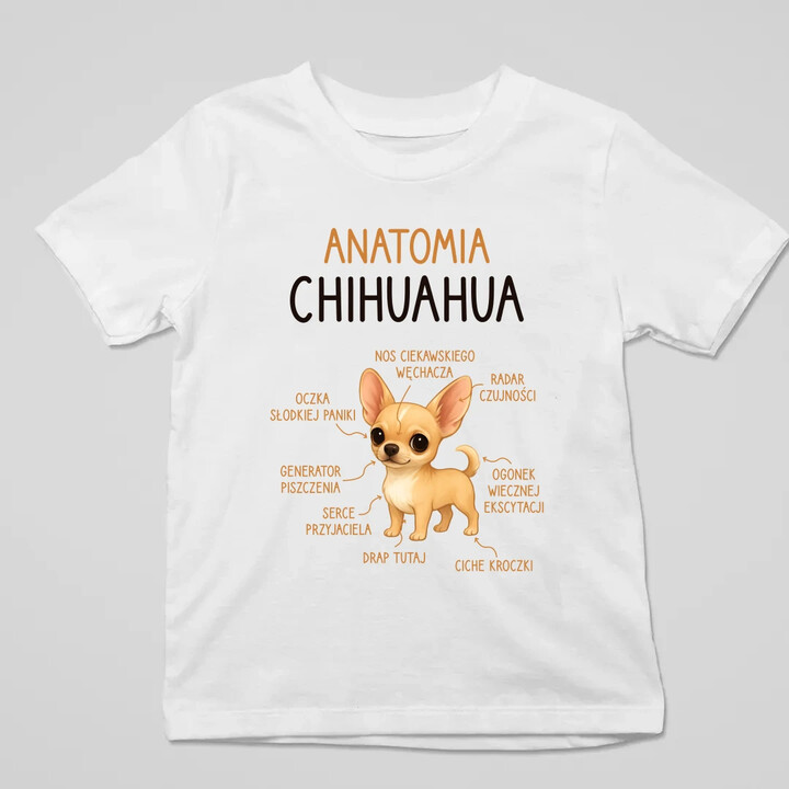 Anatomia Chihuahua - dziecięca koszulka na prezent