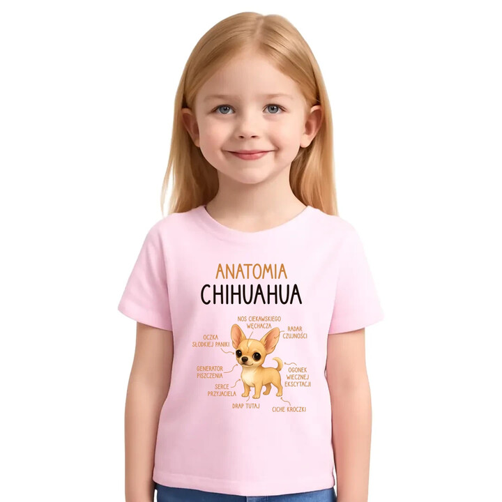 Anatomia Chihuahua - dziecięca koszulka na prezent