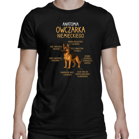 Anatomia owczarka niemieckiego - męska koszulka na prezent