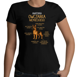 Anatomia owczarka niemieckiego - damska koszulka na prezent