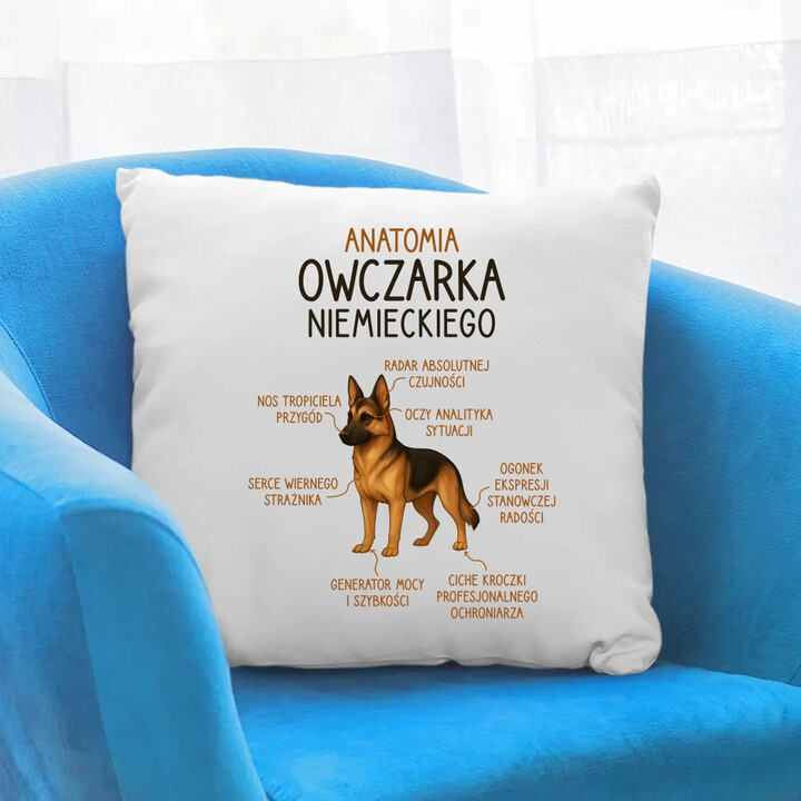 Anatomia owczarka niemieckiego - poduszka na prezent