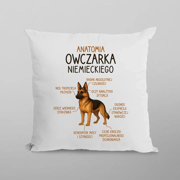 Anatomia owczarka niemieckiego - poduszka na prezent