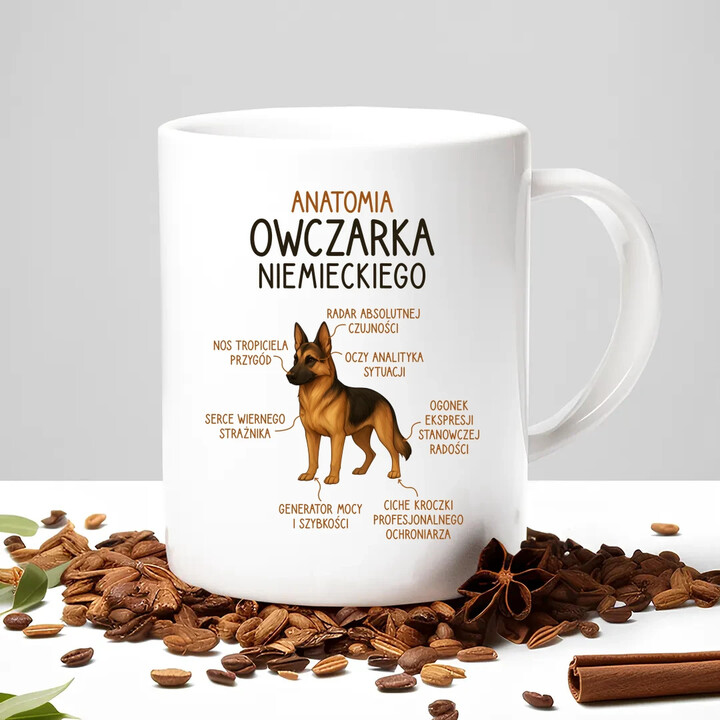 Anatomia owczarka niemieckiego - kubek na prezent