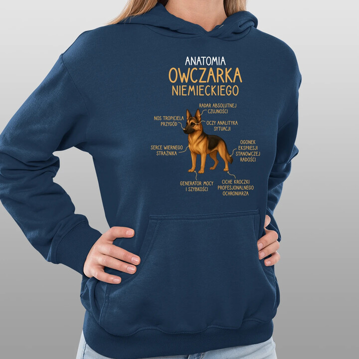 Anatomia owczarka niemieckiego - damska bluza na prezent