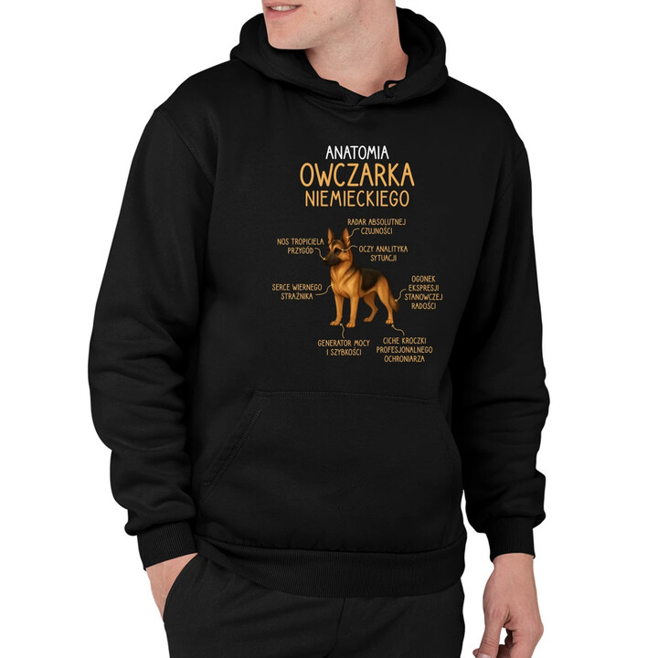 Anatomia owczarka niemieckiego - męska bluza na prezent