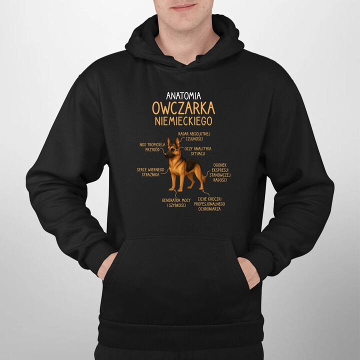 Anatomia owczarka niemieckiego - męska bluza na prezent