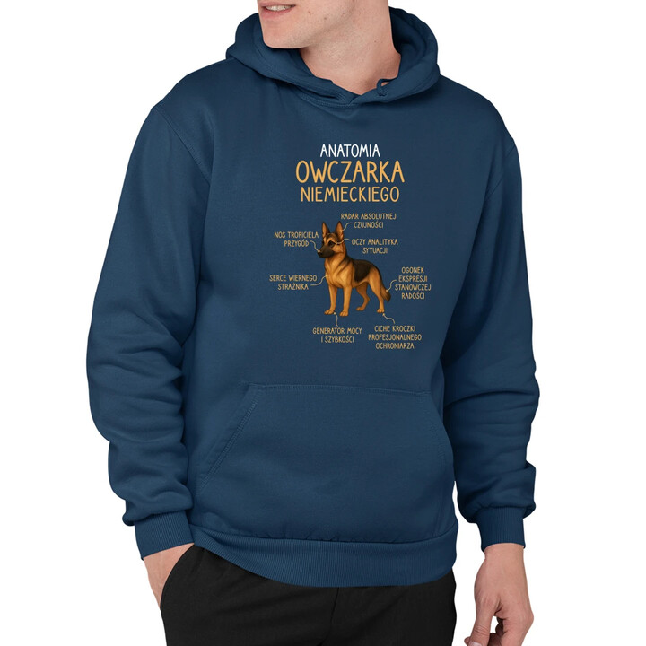 Anatomia owczarka niemieckiego - męska bluza na prezent