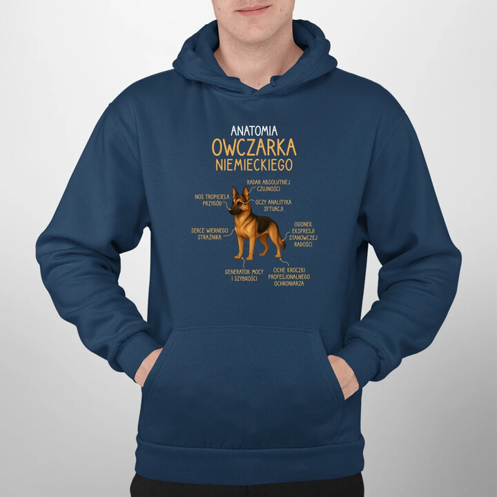Anatomia owczarka niemieckiego - męska bluza na prezent