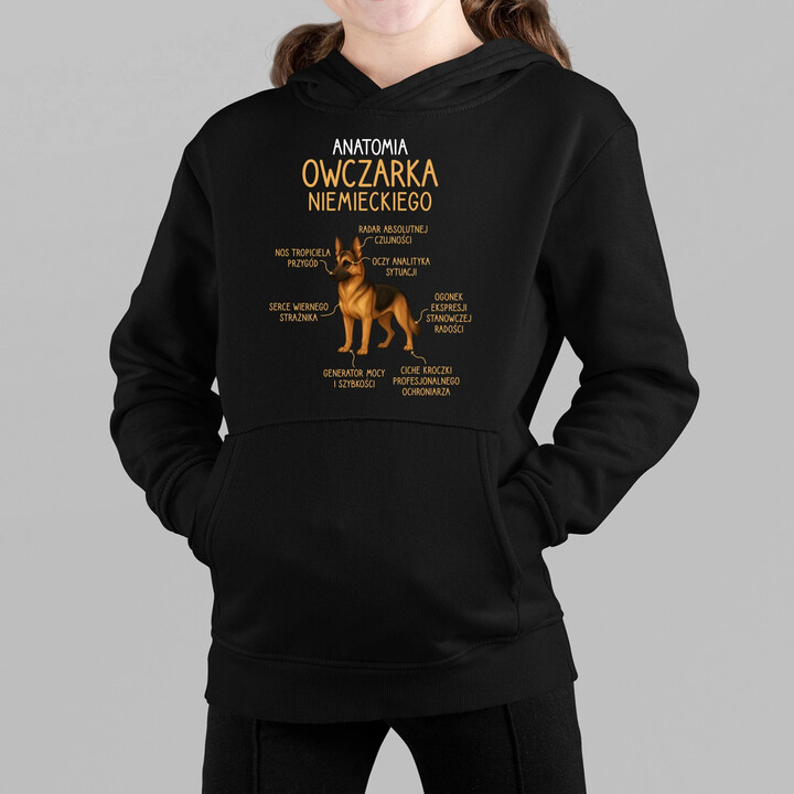 Anatomia owczarka niemieckiego - dziecięca bluza na prezent