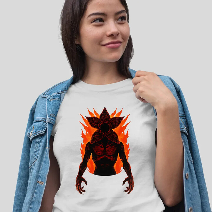 Demogorgon v2 - dla fanów serialu Stranger Things - damska koszulka na prezent