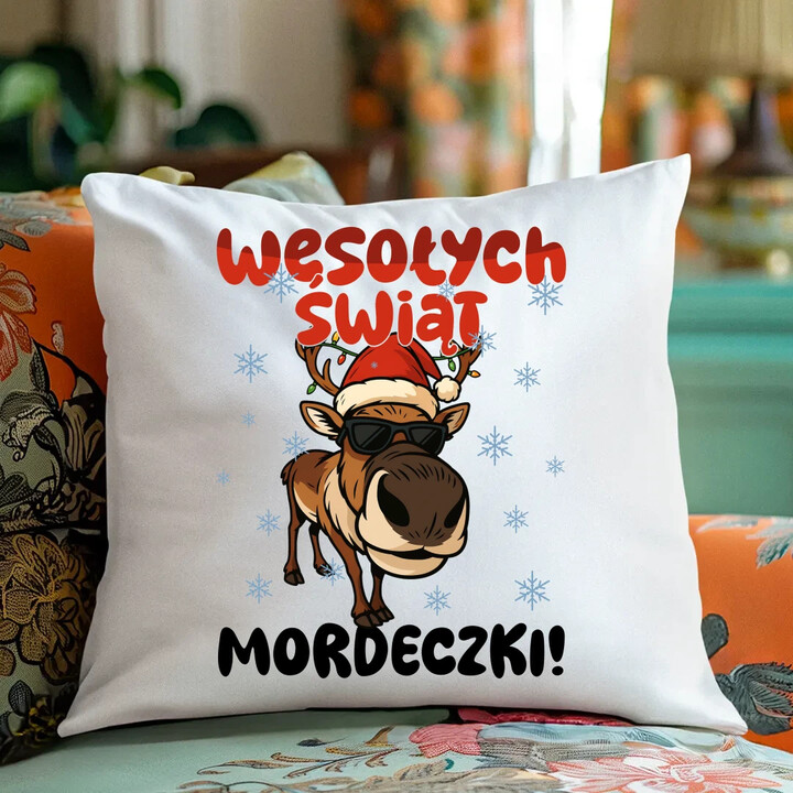 Wesołych Świąt - mordeczki! - poduszka na prezent