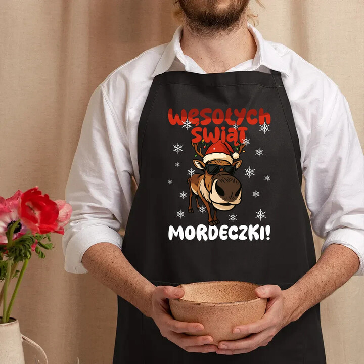 Wesołych Świąt - mordeczki! - fartuch na prezent