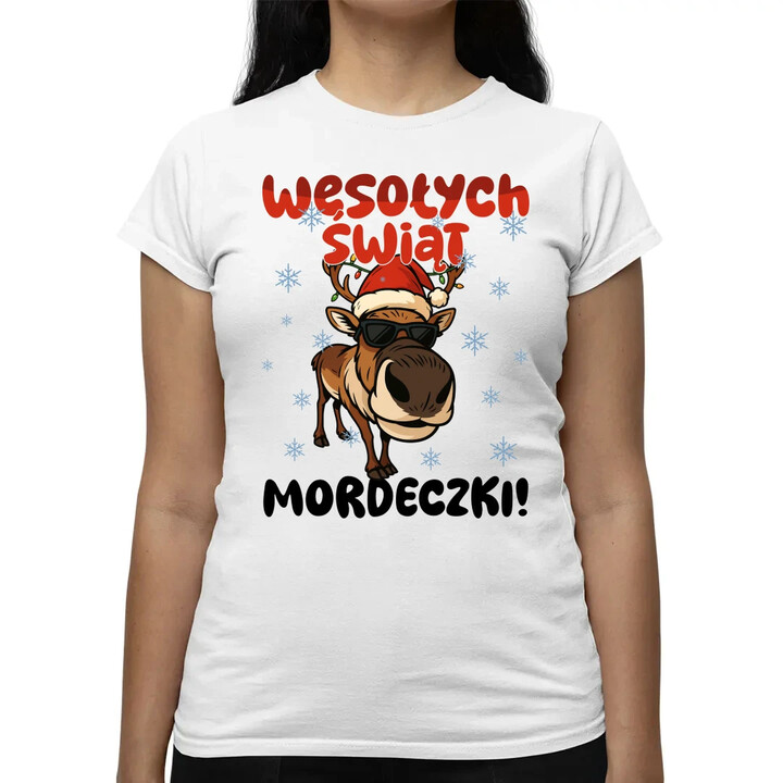 Wesołych Świąt - mordeczki! - damska koszulka na prezent