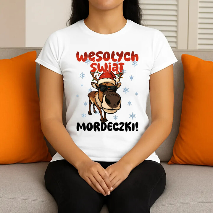 Wesołych Świąt - mordeczki! - damska koszulka na prezent