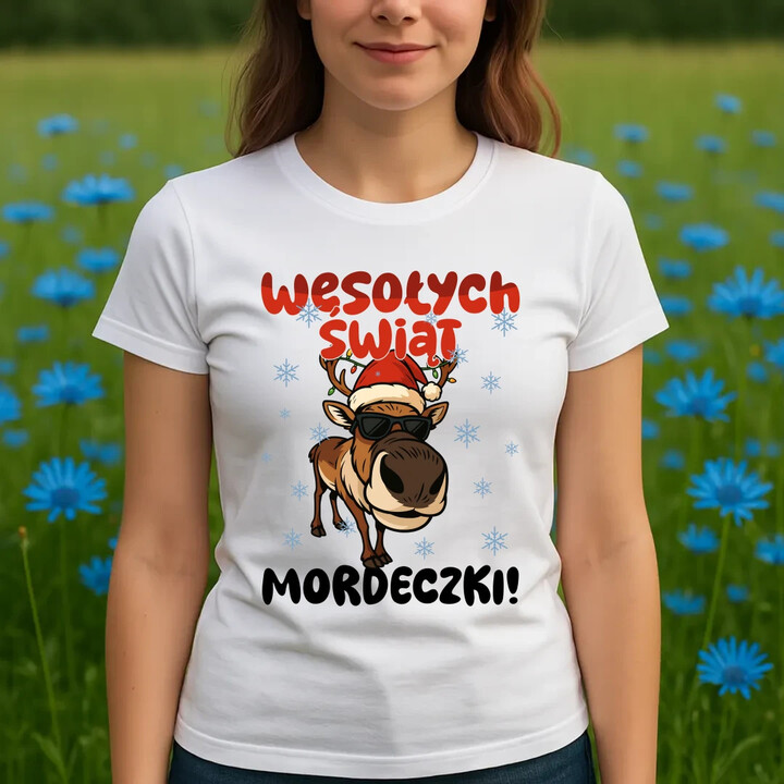 Wesołych Świąt - mordeczki! - damska koszulka na prezent