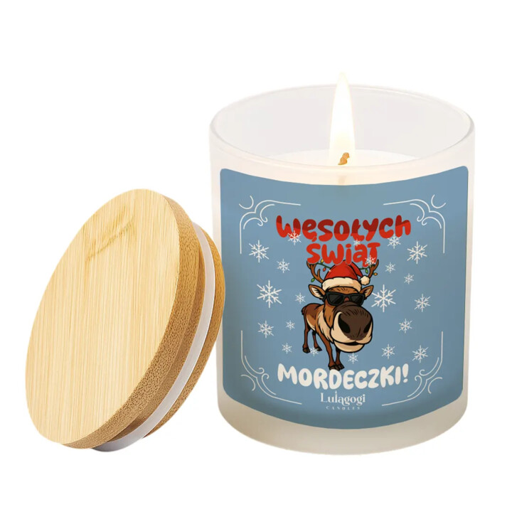 Wesołych Świąt - mordeczki! - świeczka zapachowa na prezent