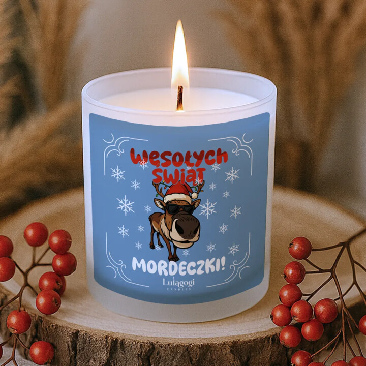 Wesołych Świąt - mordeczki! - świeczka zapachowa na prezent