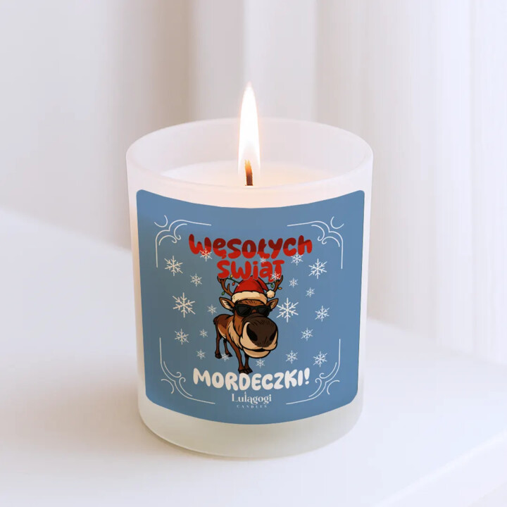 Wesołych Świąt - mordeczki! - świeczka zapachowa na prezent