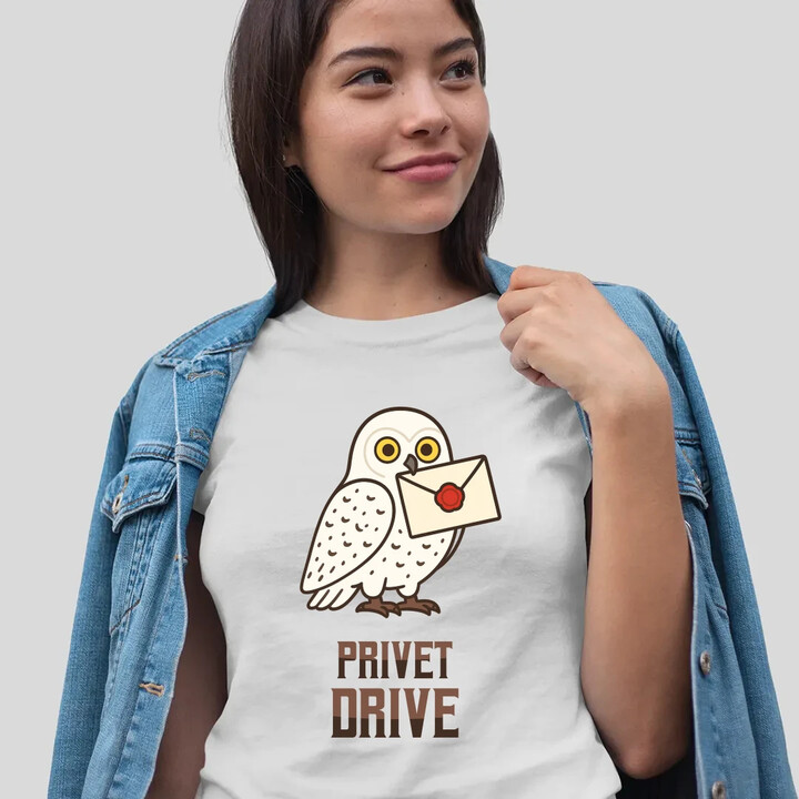 Privet Drive - Hedwiga - damska koszulka na prezent dla fanów serii Harry Potter