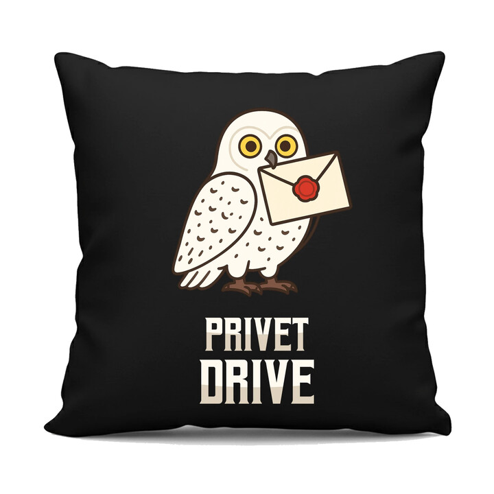 Privet Drive - Hedwiga - czarna poduszka na prezent dla fanów serii Harry Potter