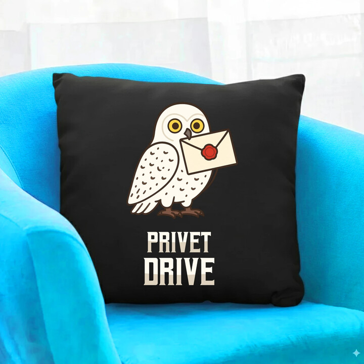 Privet Drive - Hedwiga - czarna poduszka na prezent dla fanów serii Harry Potter