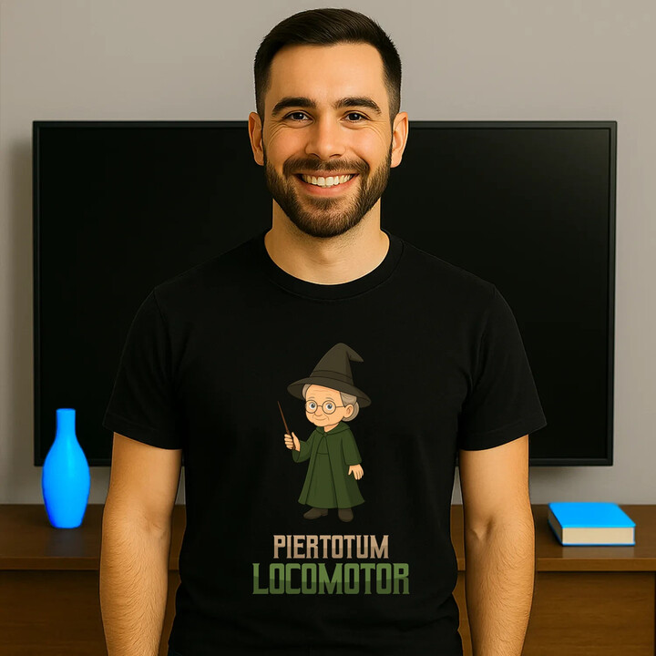 Piertotum Locomotor - Minerwa McGonagall - męska koszulka na prezent dla fanów serii Harry Potter