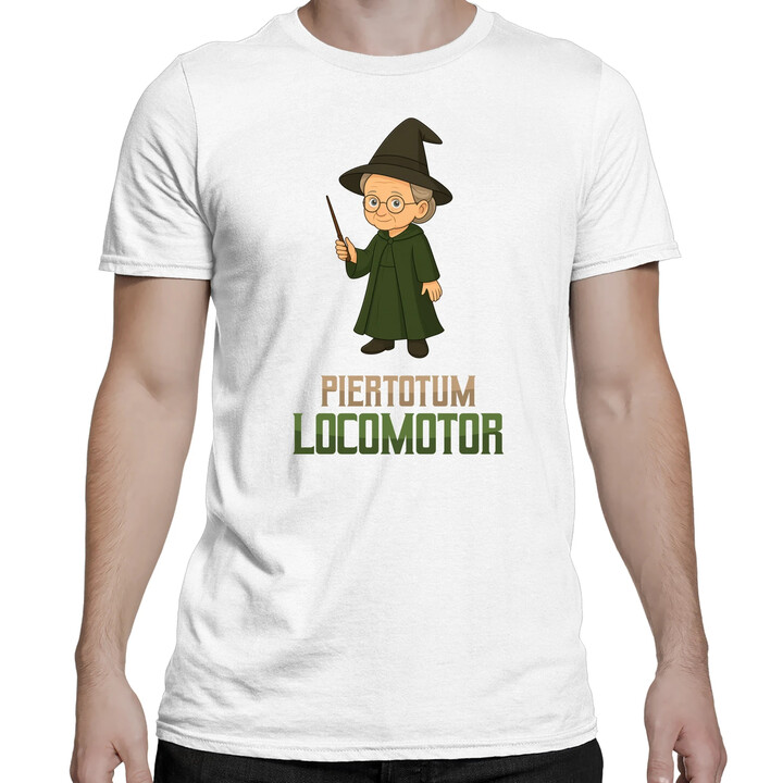 Piertotum Locomotor - Minerwa McGonagall - męska koszulka na prezent dla fanów serii Harry Potter
