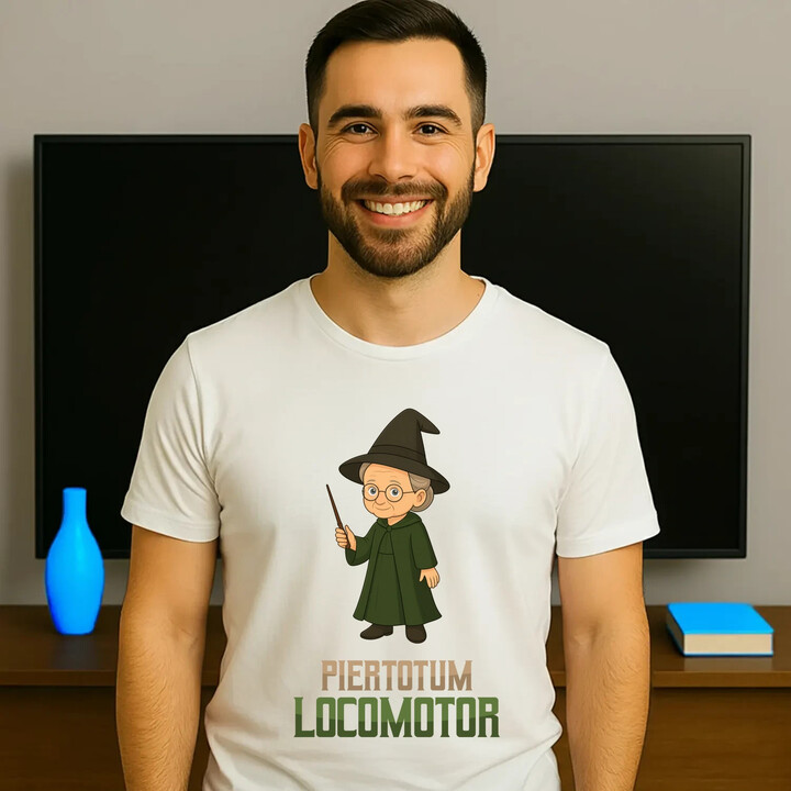 Piertotum Locomotor - Minerwa McGonagall - męska koszulka na prezent dla fanów serii Harry Potter