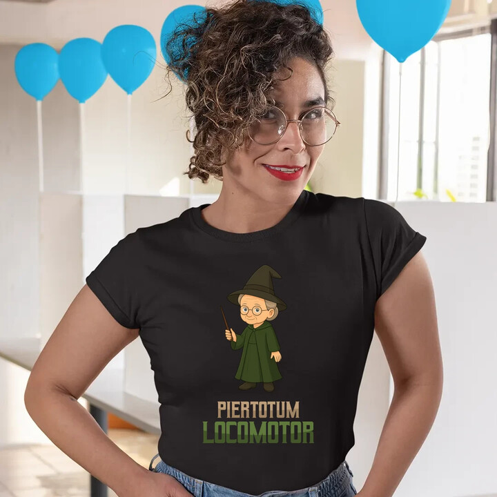 Piertotum Locomotor - Minerwa McGonagall - damska koszulka na prezent dla fanów serii Harry Potter
