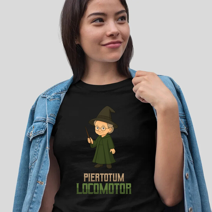 Piertotum Locomotor - Minerwa McGonagall - damska koszulka na prezent dla fanów serii Harry Potter