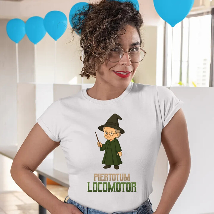 Piertotum Locomotor - Minerwa McGonagall - damska koszulka na prezent dla fanów serii Harry Potter