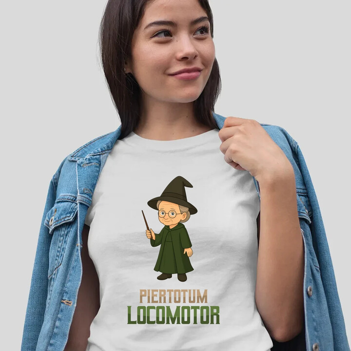 Piertotum Locomotor - Minerwa McGonagall - damska koszulka na prezent dla fanów serii Harry Potter