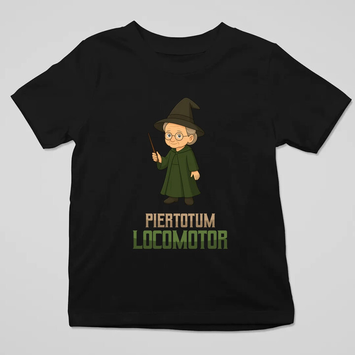 Piertotum Locomotor - Minerwa McGonagall - dziecięca koszulka na prezent dla fanów serii Harry Potter