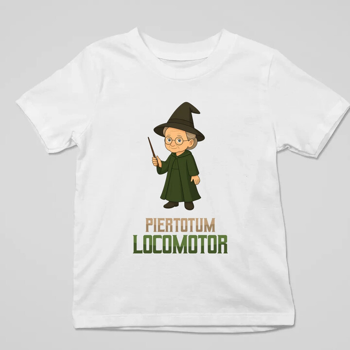 Piertotum Locomotor - Minerwa McGonagall - dziecięca koszulka na prezent dla fanów serii Harry Potter